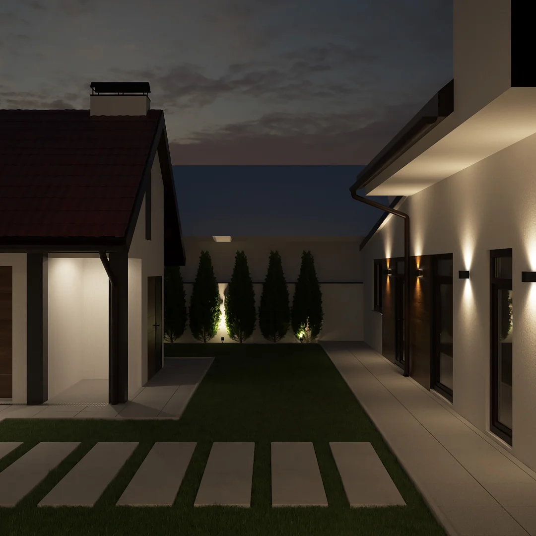 Noćni prikaz eksterijera kuće u Vinkovcima