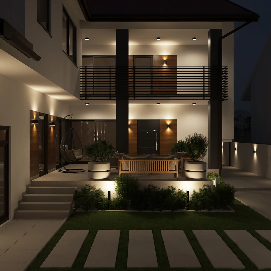 Noćni prikaz eksterijera kuće u Vinkovcima