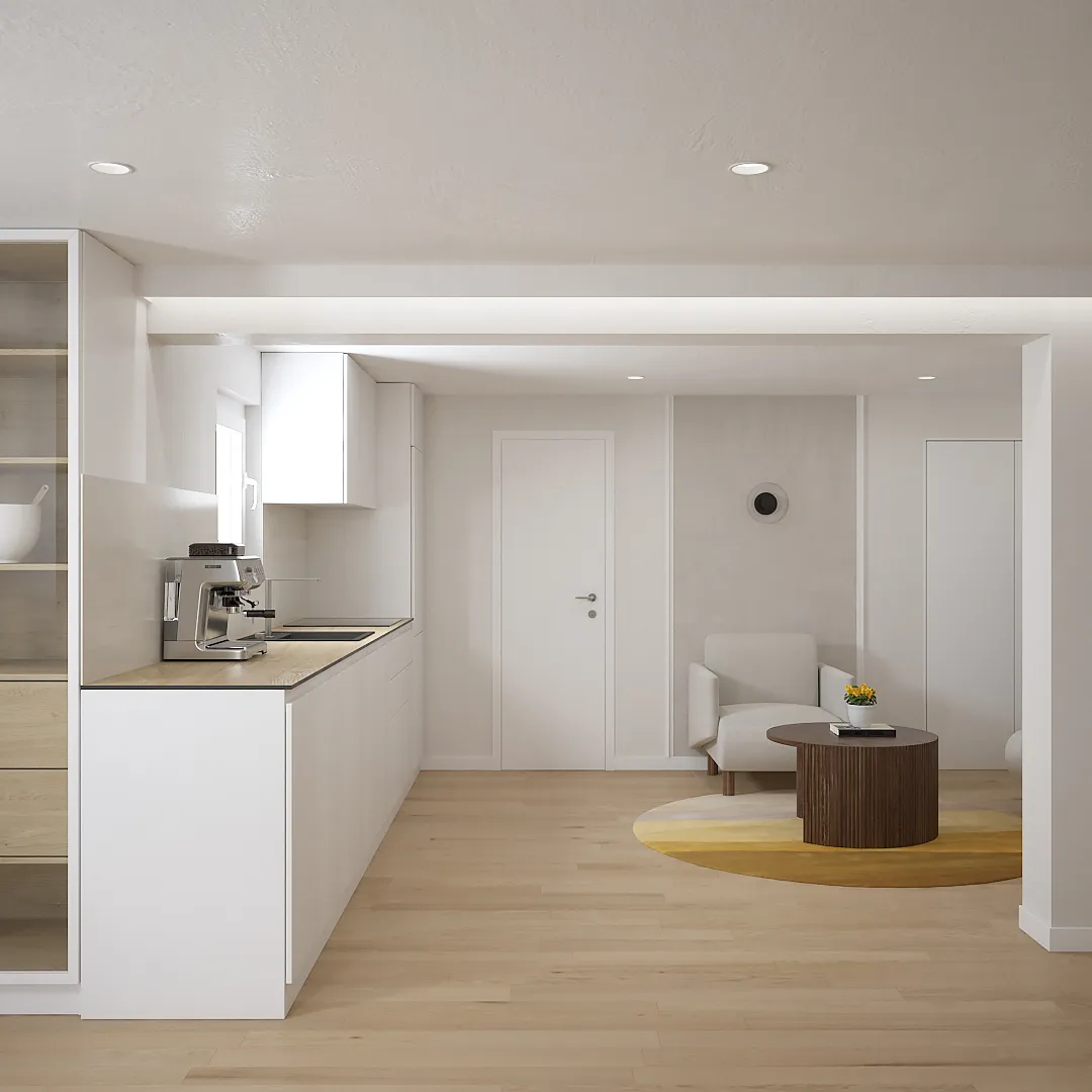 Prikaz kuhinje i boravka u uredu