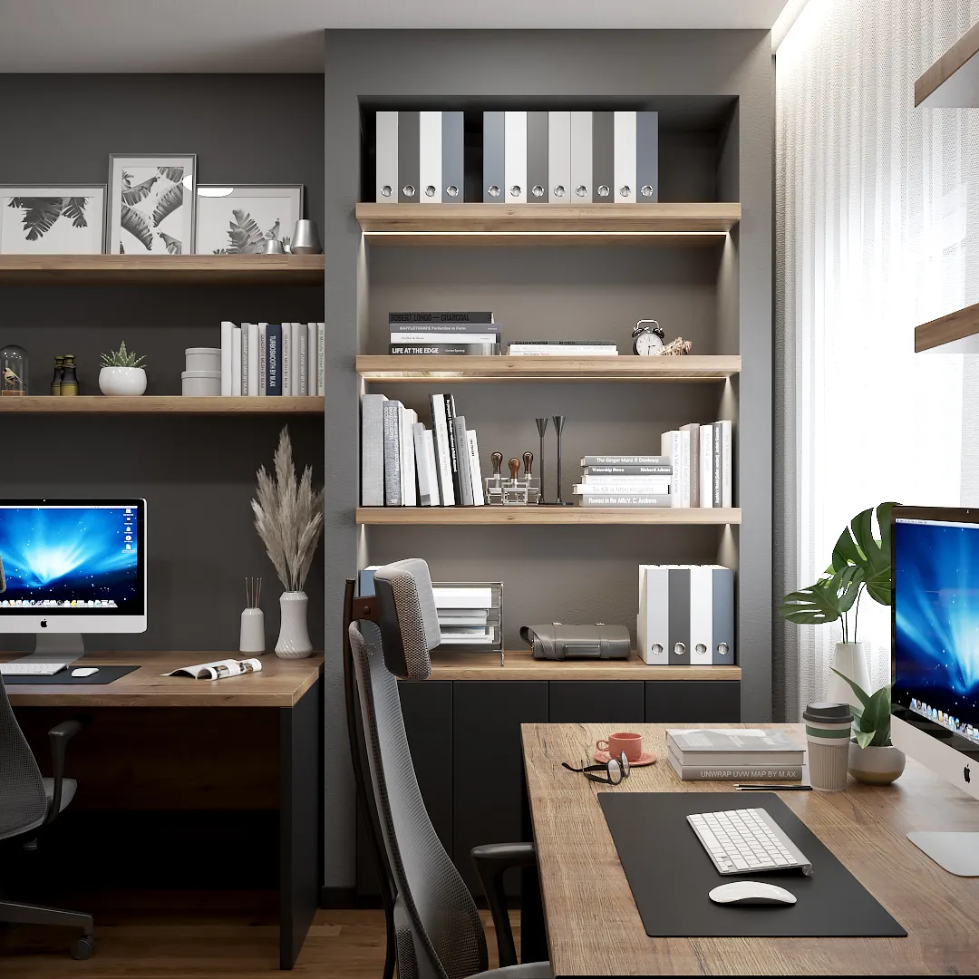 Tamni ured s dva radna stola