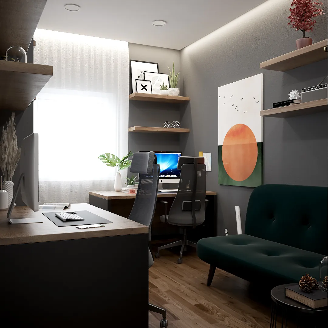 Tamni ured s dva radna stola