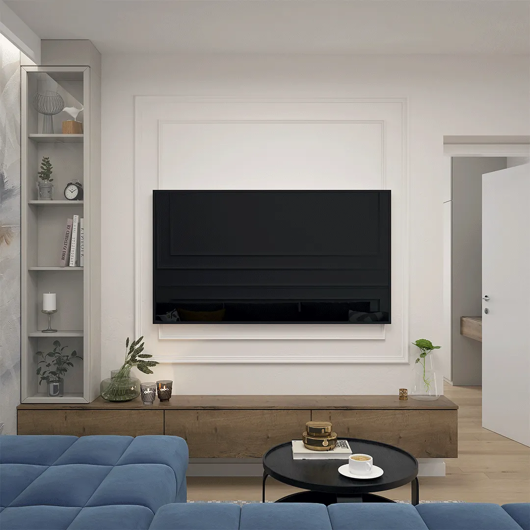 Prikaz regala u dnevnoj sobi